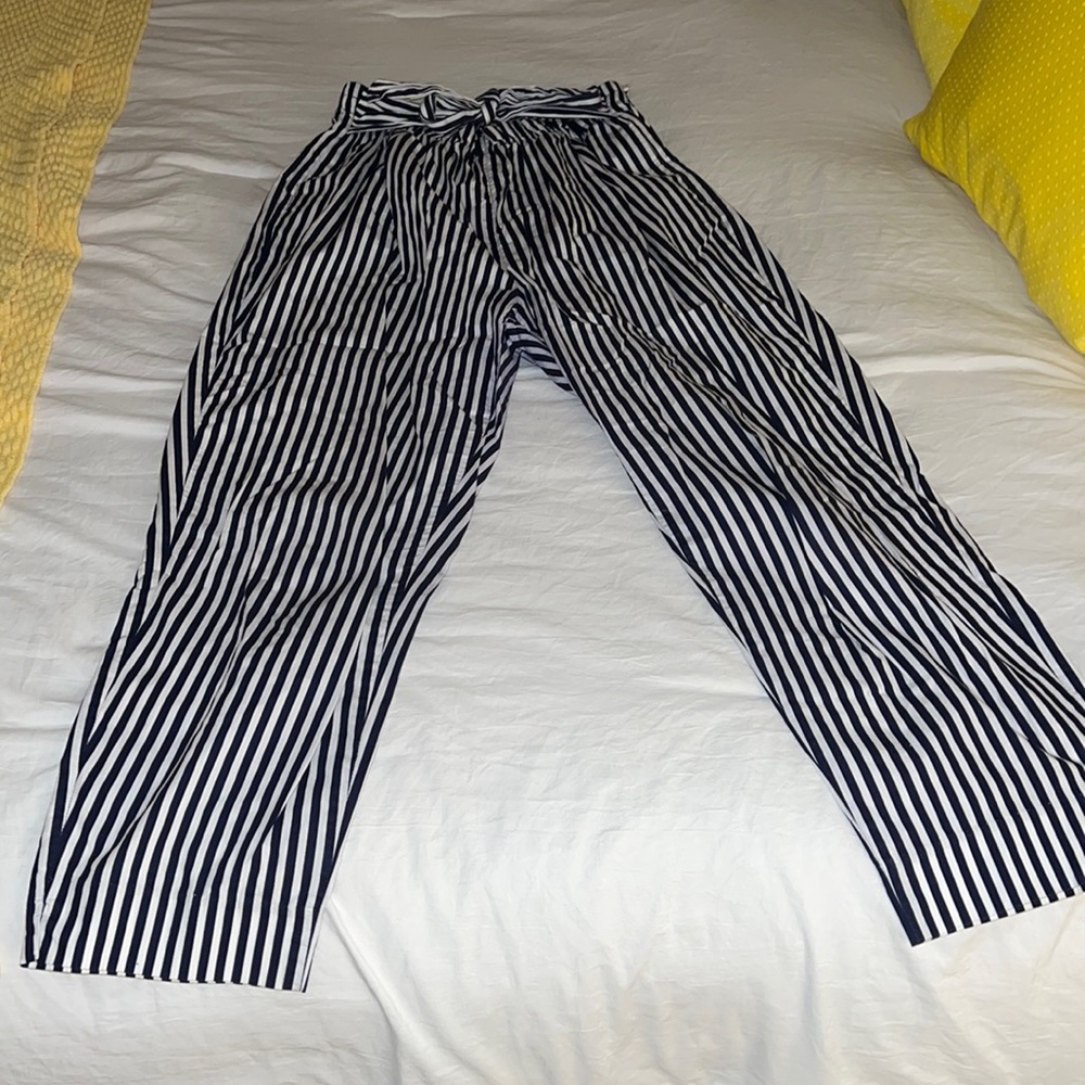 Blue and white pants from Zara